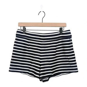 J. Crew Ladies Size 8 Navy Blue and White Striped Cotton Shorts